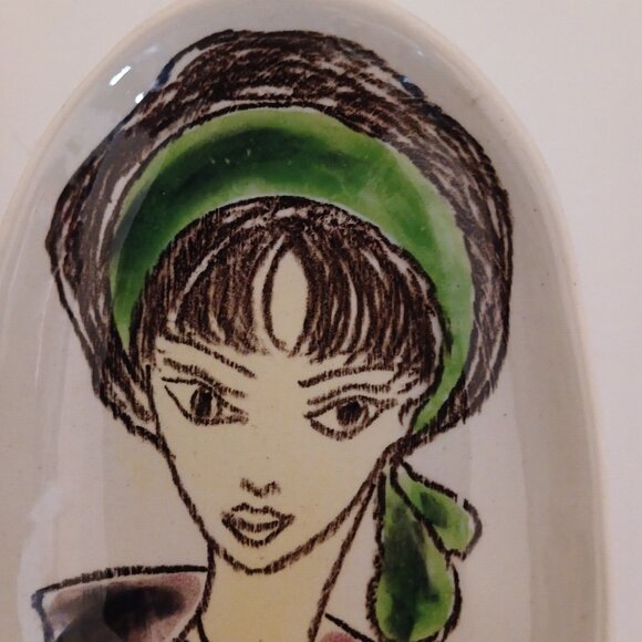 Piemmepi Italy Dish Plate Woman Drawing RARE Small - Picture 3 of 10